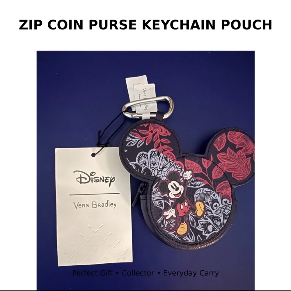 Disney Vera Bradley Zip Coin Purse & Keychain - Picture 1 of 8